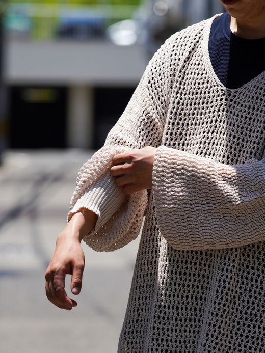 AMBERGLEAM MESH KNIT COTTON V NECK / 4colors