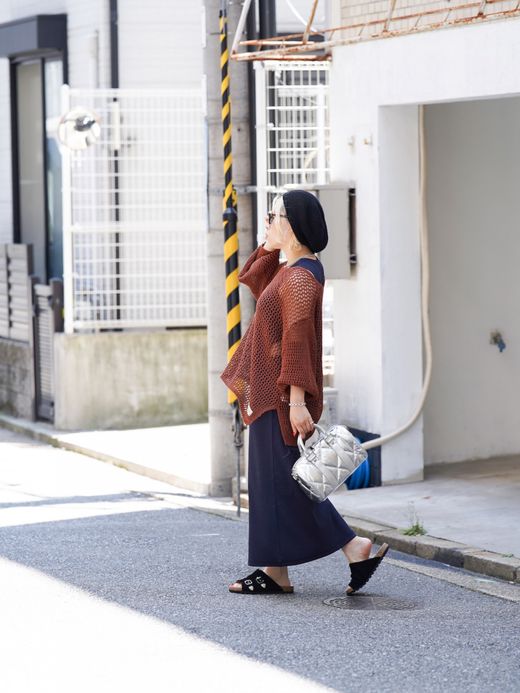 AMBERGLEAM MESH KNIT COTTON V NECK / 4colors