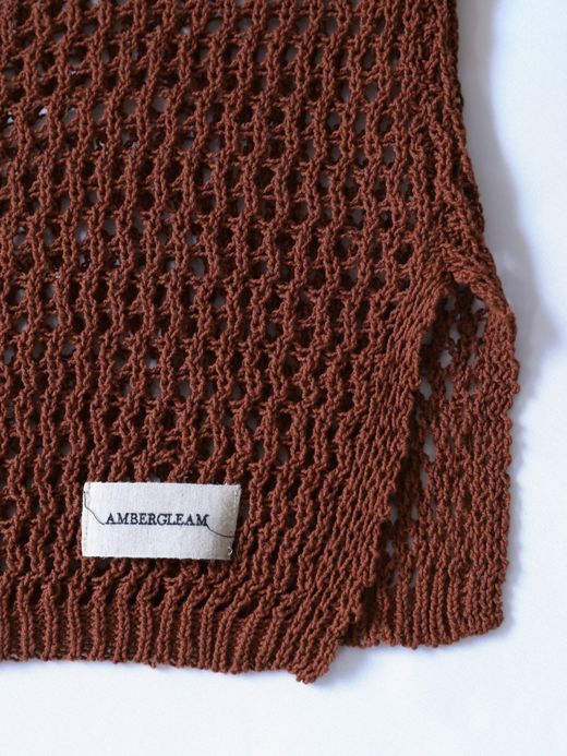 AMBERGLEAM MESH KNIT COTTON V NECK / 4colors