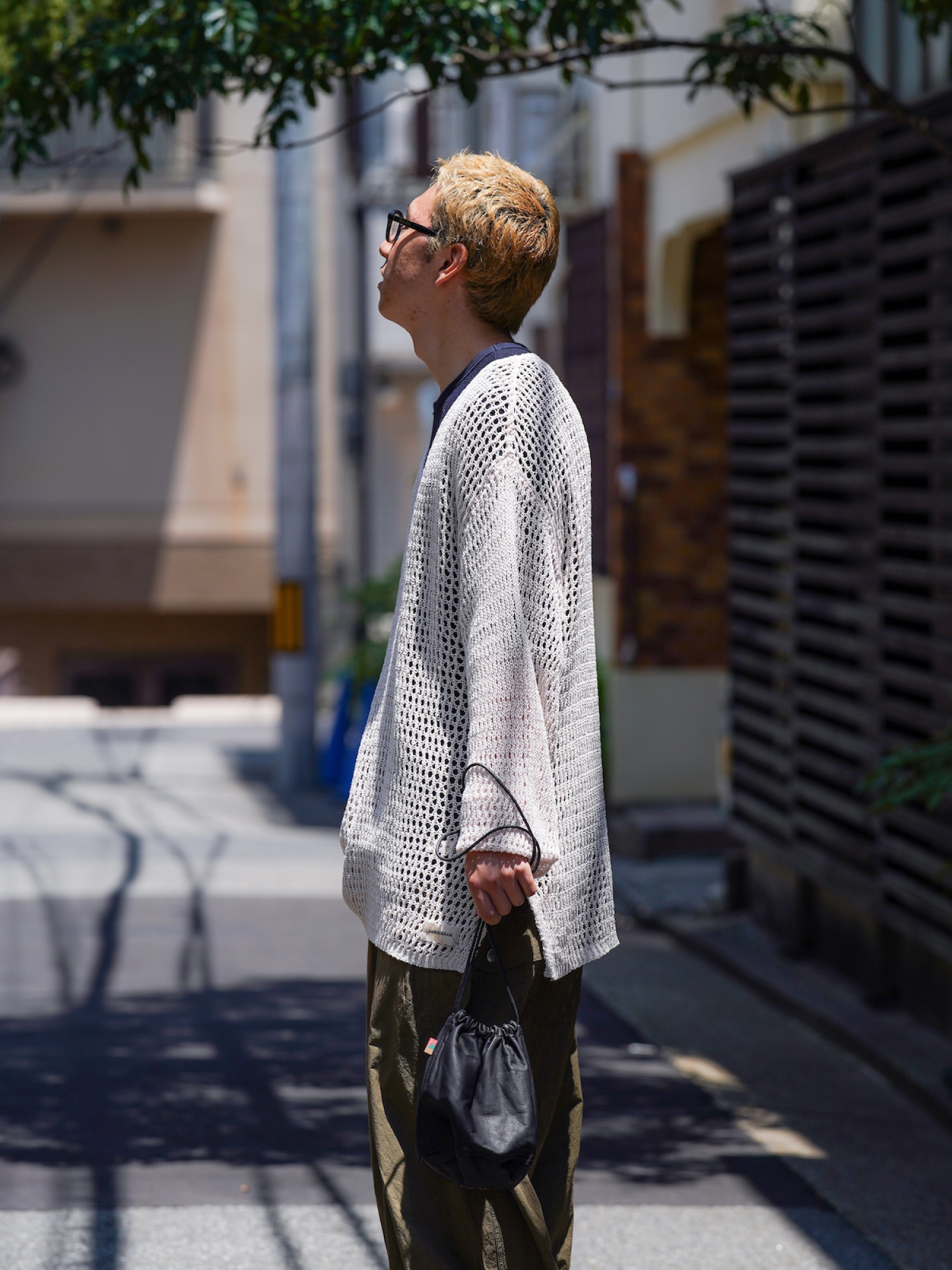 AMBERGLEAM MESH KNIT COTTON V NECK / 4colors | FLATBUSH