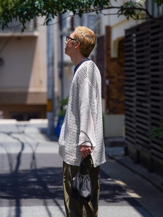 AMBERGLEAM MESH KNIT COTTON V NECK / 4colors