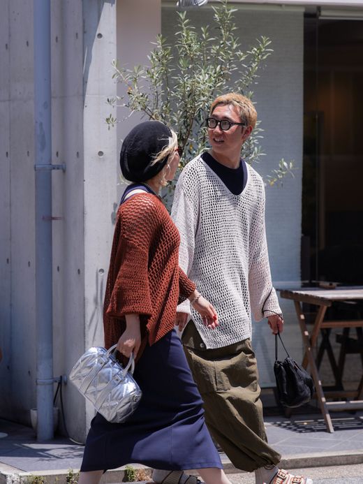 AMBERGLEAM MESH KNIT COTTON V NECK / 4colors