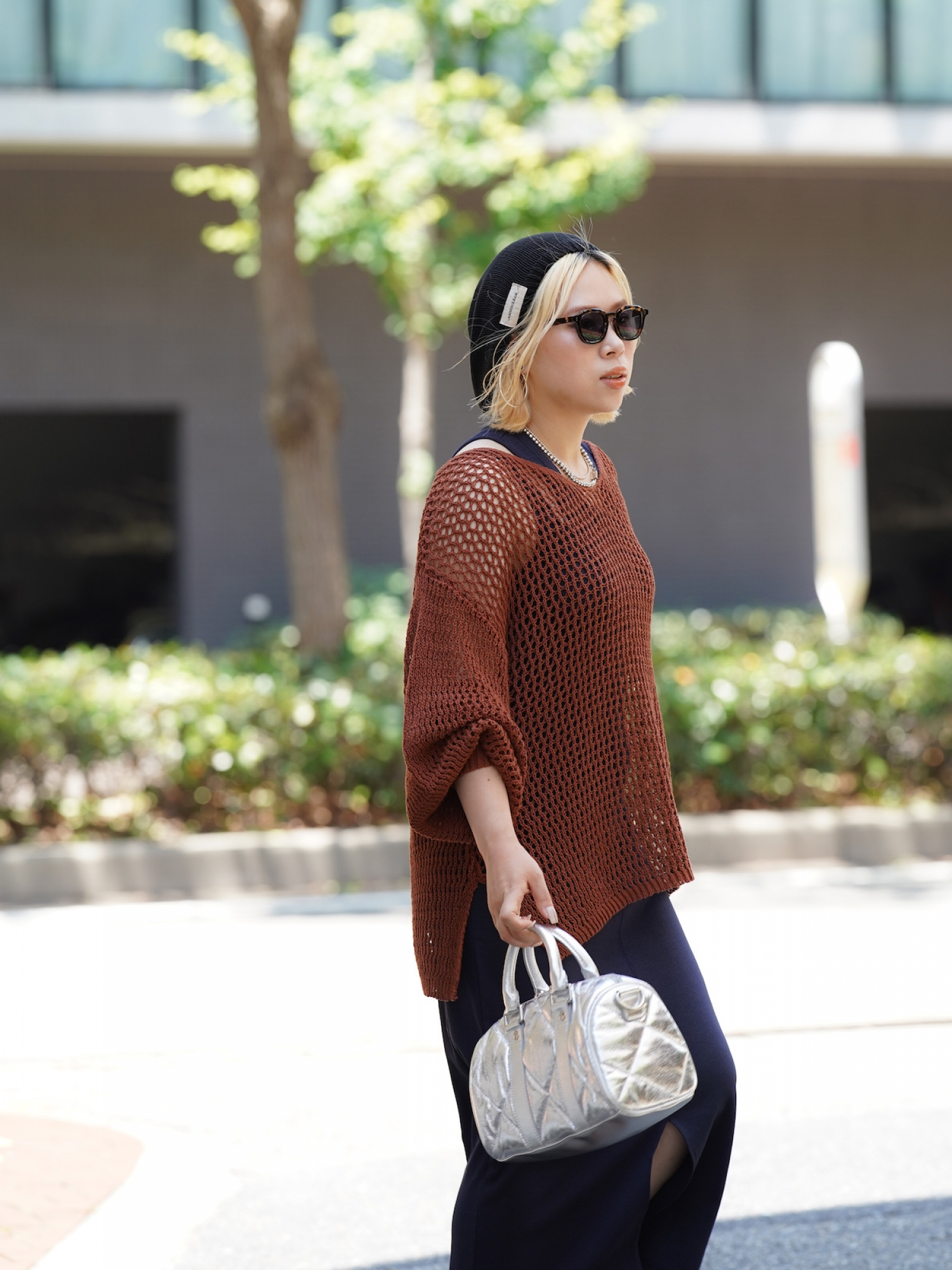 AMBERGLEAM MESH KNIT COTTON V NECK / 4colors | FLATBUSH