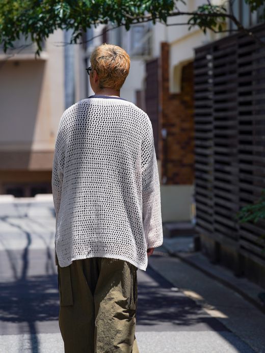 AMBERGLEAM MESH KNIT COTTON V NECK / 4colors