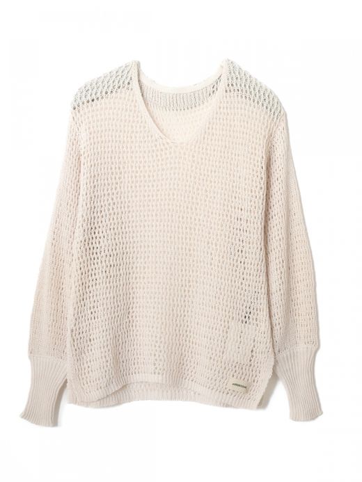 AMBERGLEAM MESH KNIT COTTON V NECK / 4colors