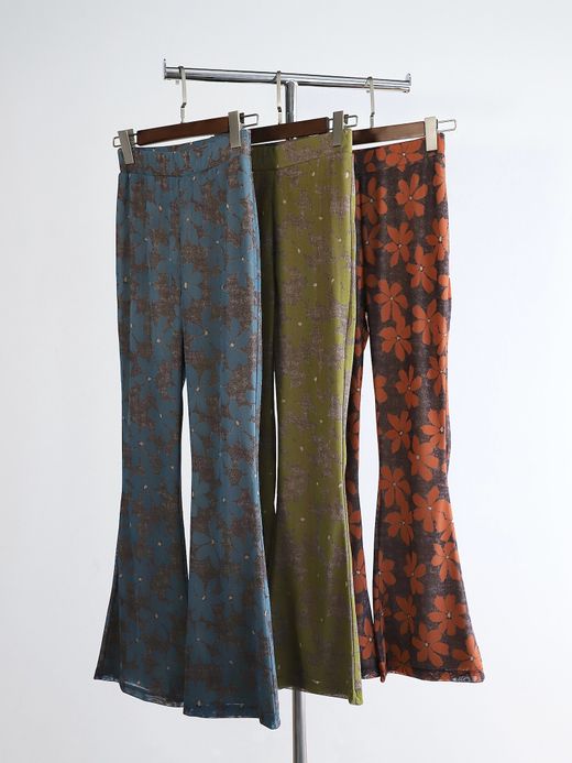 AMBERGLEAM FLOWER CUT FLARE PANTS / 3colors