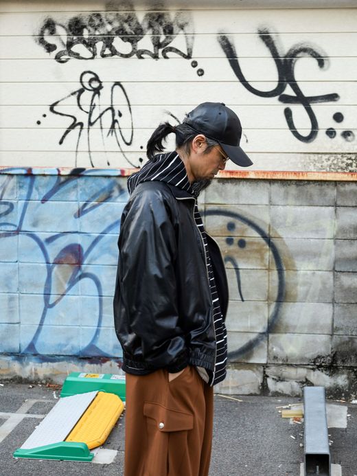 AMBERGLEAM FABRIC REVERSIBLE BLOUSON / Black