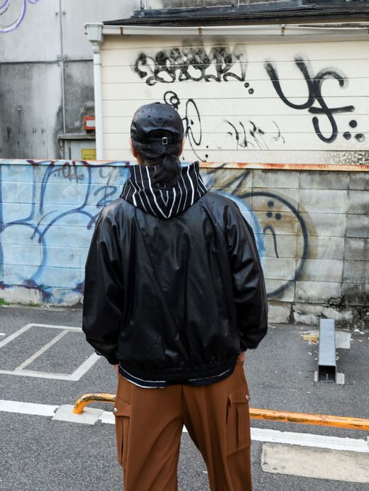 AMBERGLEAM FABRIC REVERSIBLE BLOUSON / Black