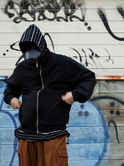 AMBERGLEAM FABRIC REVERSIBLE BLOUSON / Black