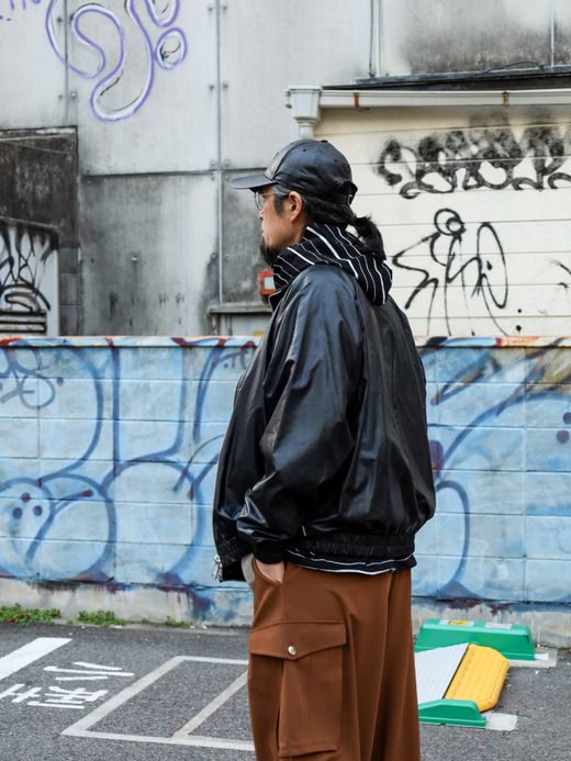 AMBERGLEAM FABRIC REVERSIBLE BLOUSON / Black