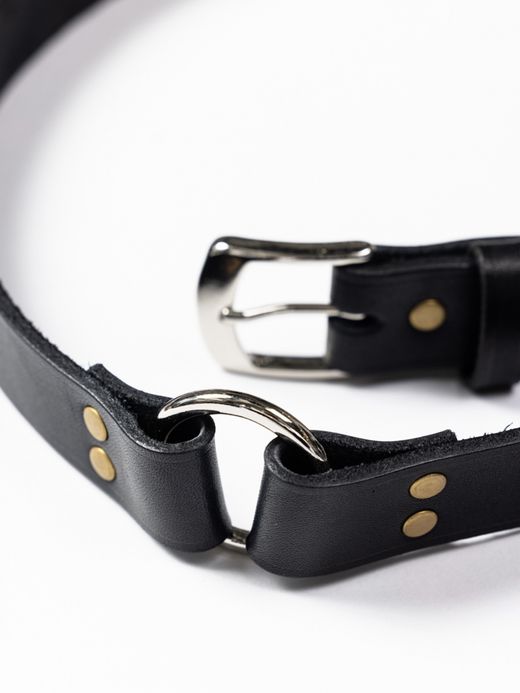 ANACHRONORM PINBUCKLE RING LEATHER BELT / Black