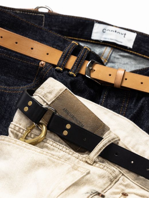 ANACHRONORM PINBUCKLE RING LEATHER BELT / Black