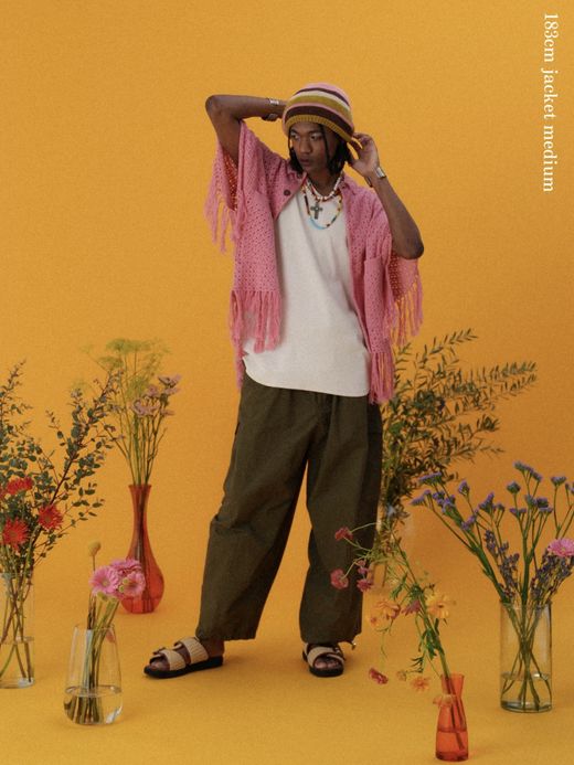 AMBERGLEAM FRINGE COTTON KNIT SHIRTS / 4colors