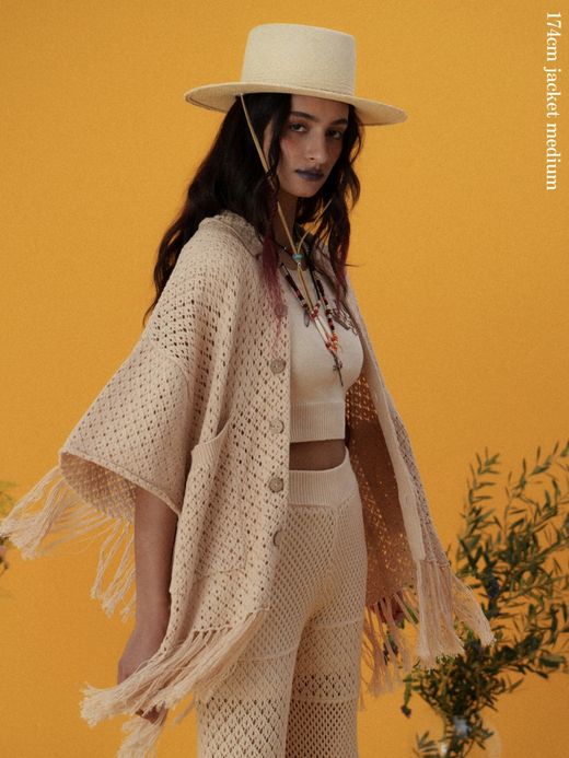 AMBERGLEAM FRINGE COTTON KNIT SHIRTS / 4colors