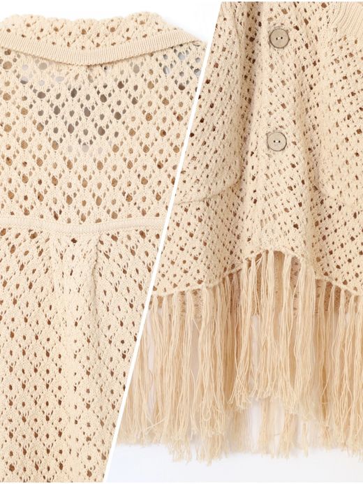 AMBERGLEAM FRINGE COTTON KNIT SHIRTS / 4colors