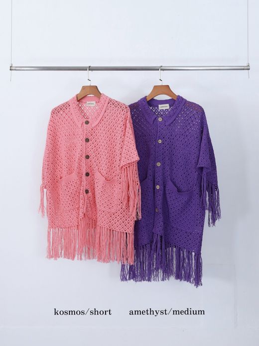 AMBERGLEAM FRINGE COTTON KNIT SHIRTS / 4colors