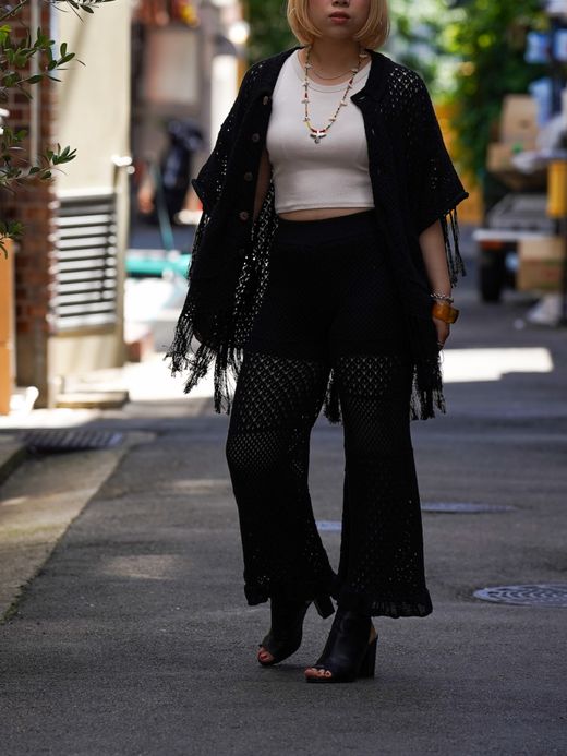 AMBERGLEAM FRINGE COTTON KNIT SHIRTS / 4colors