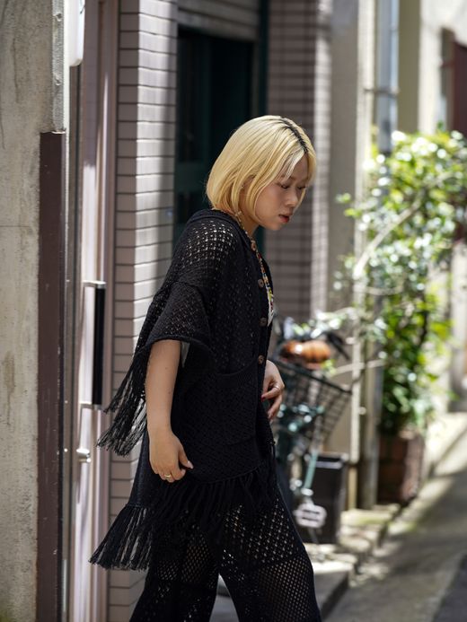 AMBERGLEAM FRINGE COTTON KNIT SHIRTS / 4colors