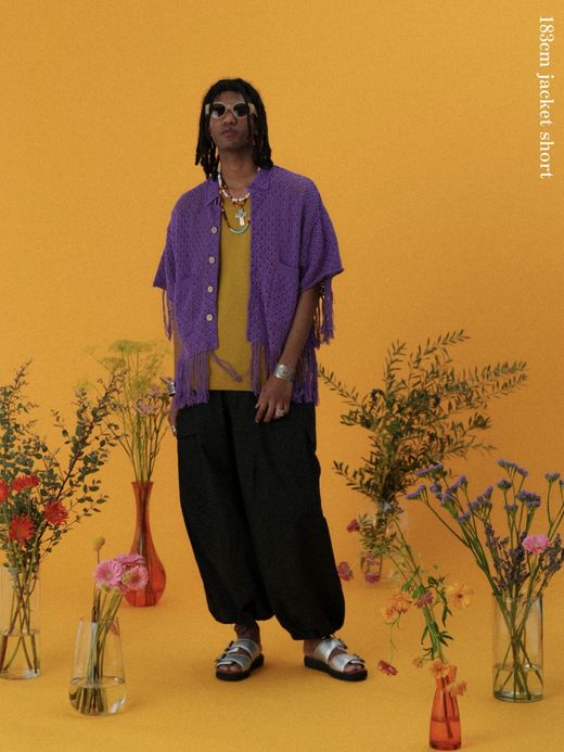 AMBERGLEAM FRINGE COTTON KNIT SHIRTS / 4colors