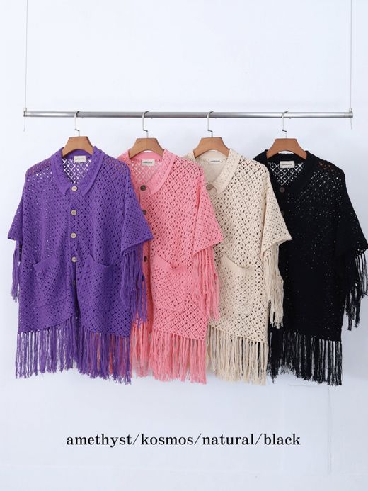 AMBERGLEAM FRINGE COTTON KNIT SHIRTS / 4colors