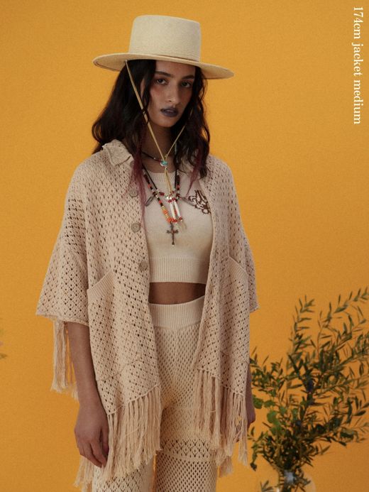 AMBERGLEAM FRINGE COTTON KNIT SHIRTS / 4colors