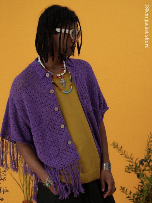 AMBERGLEAM FRINGE COTTON KNIT SHIRTS / 4colors