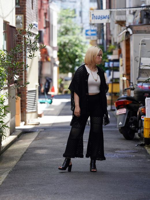 AMBERGLEAM FRINGE COTTON KNIT SHIRTS / 4colors