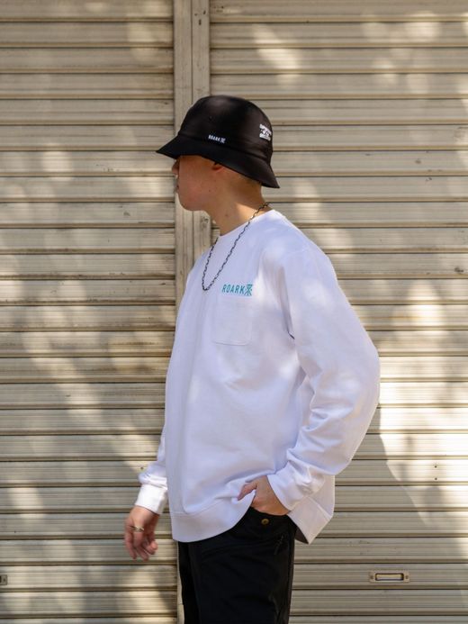 ROARK REVIVAL "LOGO" 9.3oz H/W L/S POCKET TEE / White