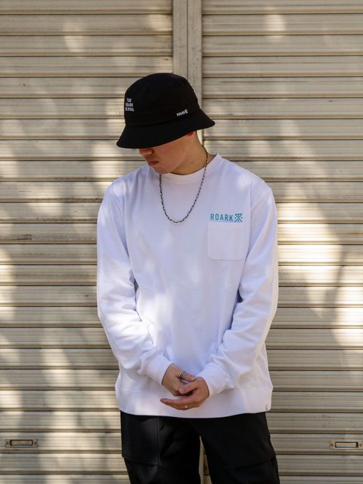 ROARK REVIVAL "LOGO" 9.3oz H/W L/S POCKET TEE / White