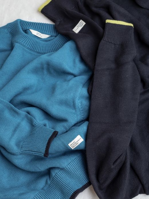 organicsta ORGANIC COTTON LINKING CREWNECK SWEATER / Pacific