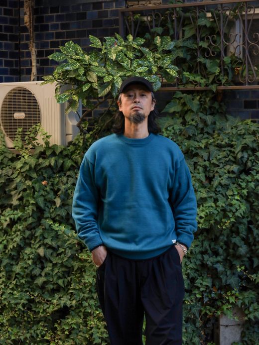 organicsta ORGANIC COTTON LINKING CREWNECK SWEATER / Pacific