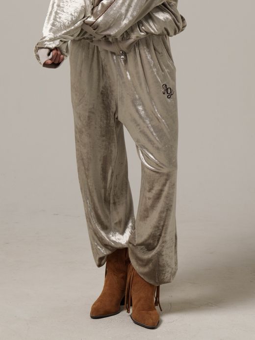 AMBERGLEAM CLASH VELOUR GATHERED PANTS / 3colors