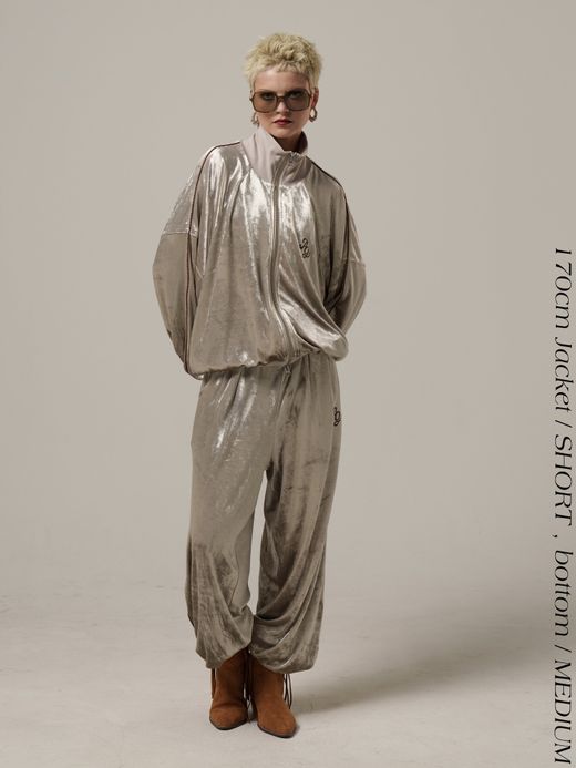 AMBERGLEAM CLASH VELOUR GATHERED PANTS / 3colors