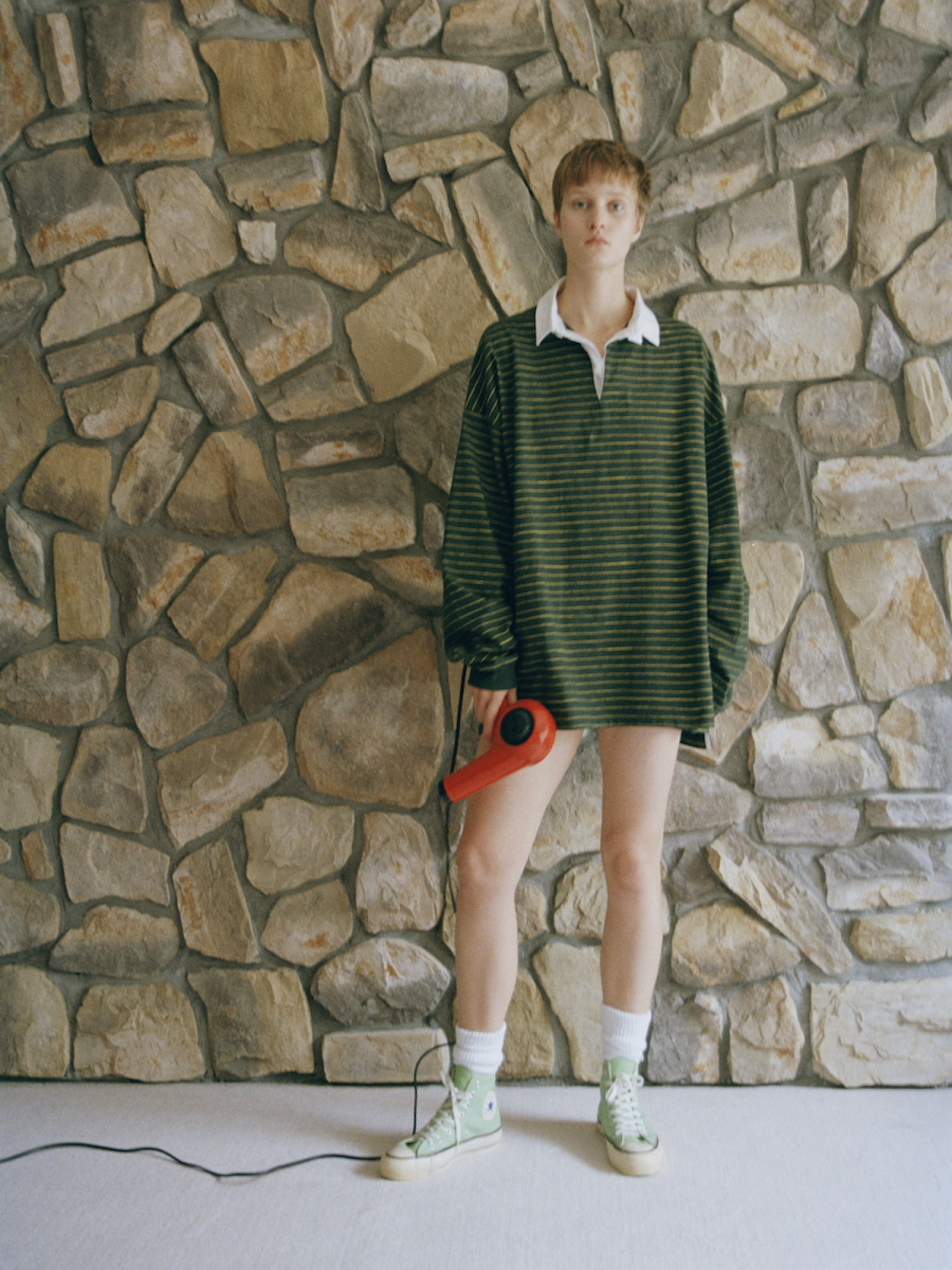 S.F.C SIDE STRIPES RUGBY SHIRT / Green×yellow | FLATBUSH（フラット