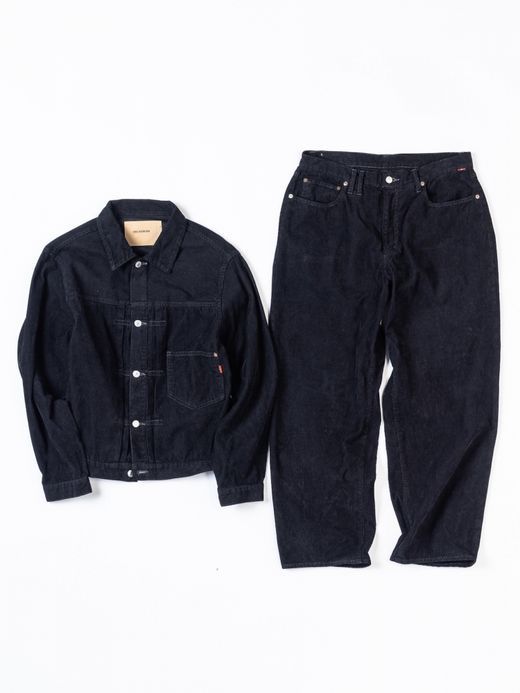 ANACHRONORM SULFUR DYED CORDUROY 5P WIDE PANTS / Sulfur black