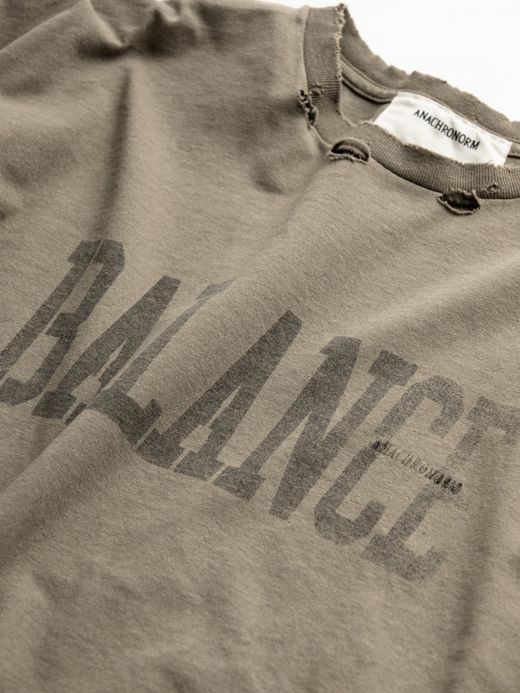 ANACHRONORM BALANCE PRINT DAMAGE S/S T-S / Khaki