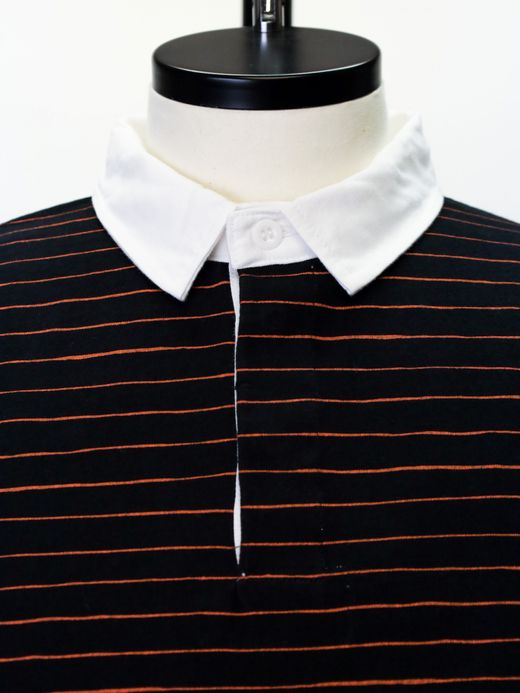 S.F.C SIDE STRIPES RUGBY SHIRT / Black×orange FLATBUSH（フラットブッシュ）公式