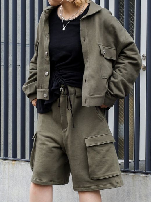 AMBERGLEAM SWEAT HALF PANTS / Khaki