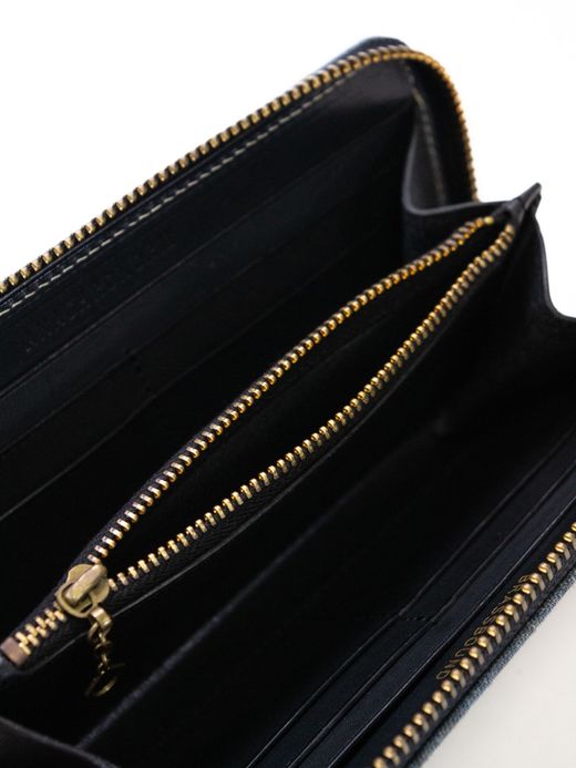 ANACHRONORM DAMAGED DENIM LONG WALLET / Indigo×black