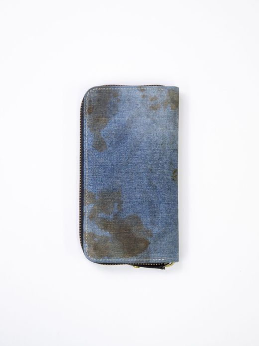 ANACHRONORM DAMAGED DENIM LONG WALLET / Indigo×black
