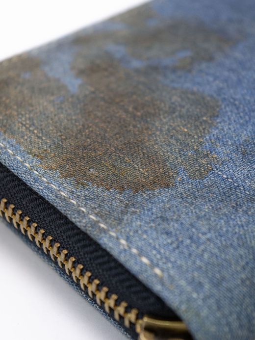 ANACHRONORM DAMAGED DENIM LONG WALLET / Indigo×black