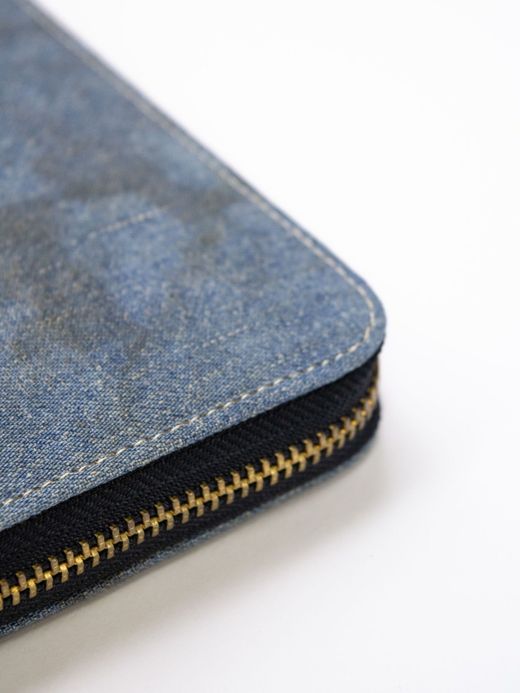 ANACHRONORM DAMAGED DENIM LONG WALLET / Indigo×black