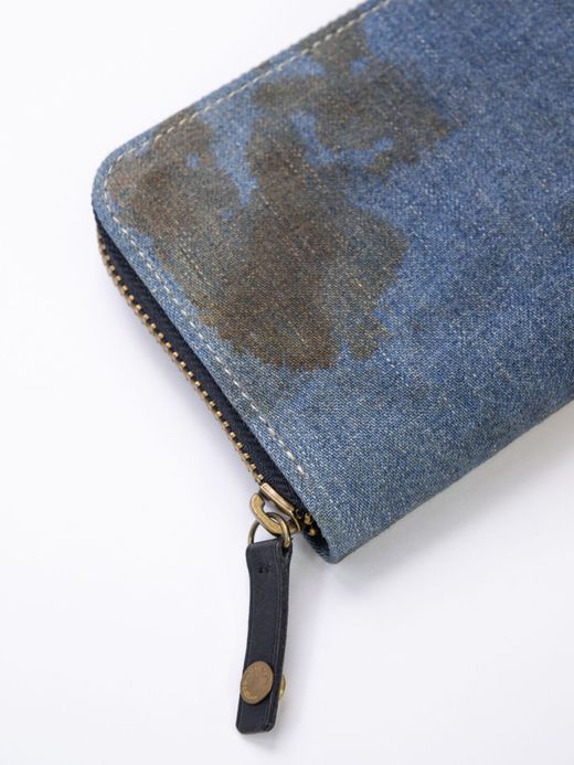 ANACHRONORM DAMAGED DENIM LONG WALLET / Indigo×black