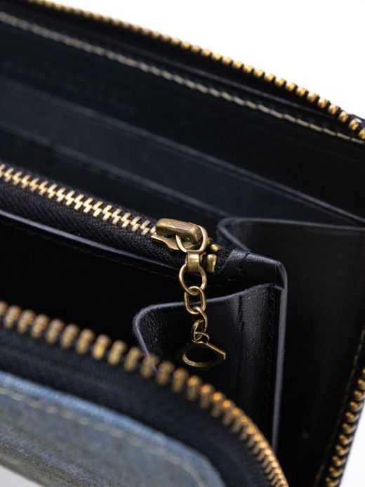 ANACHRONORM DAMAGED DENIM LONG WALLET / Indigo×black