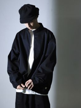 ORGANIC COTTON TWILL TRACK JACKET / Black
