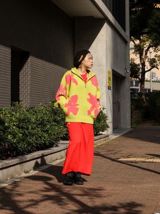 AMBERGLEAM BICOLOR HALF ZIP SWEATER / Green