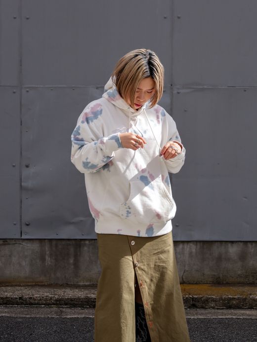 ROARK REVIVAL "MEDIEVAL LOGO" P/O HOODED SWEAT - TIEDYE / Blue tiedye