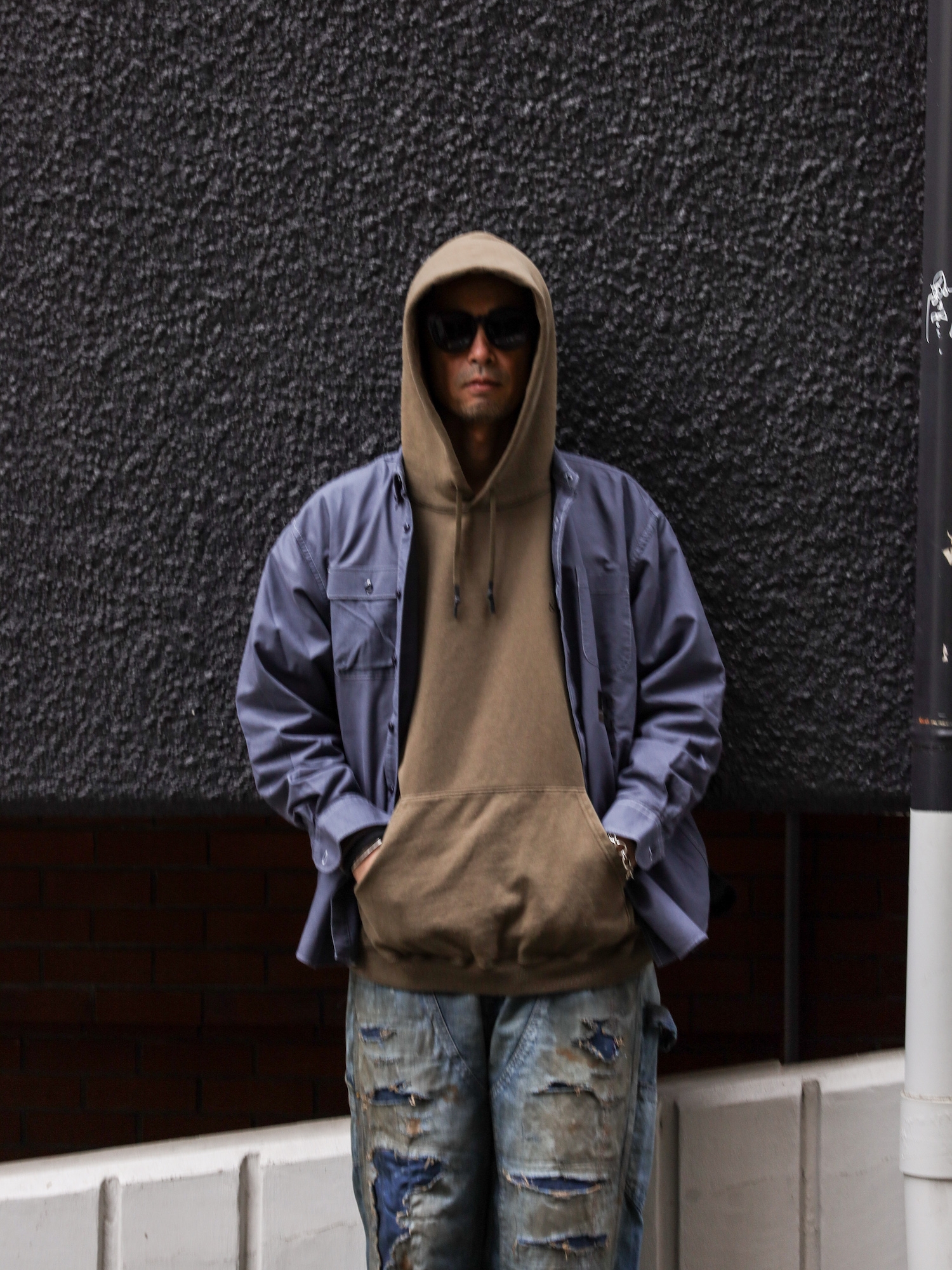 ANACHRONORM HARD DAMAGED DENIM PAINTER EASY PANTS / Indigo