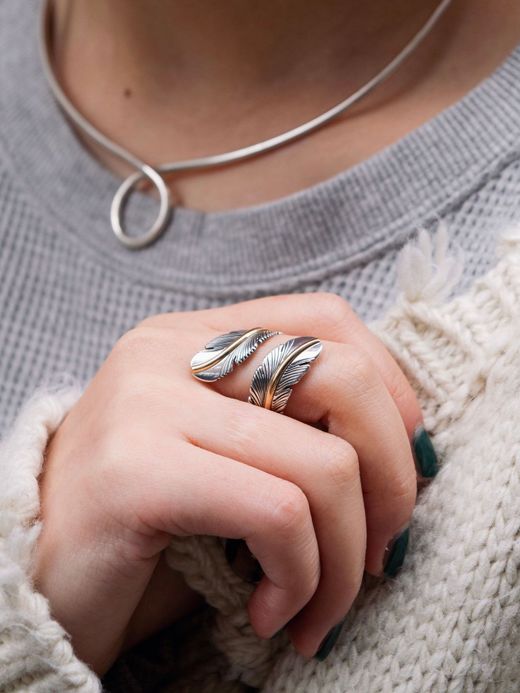 Indian Jewelry HARVEY MACE SILVER FEATHER RING / Type β