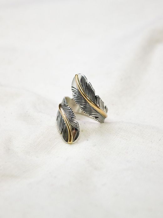 Indian Jewelry HARVEY MACE SILVER FEATHER RING / Type β